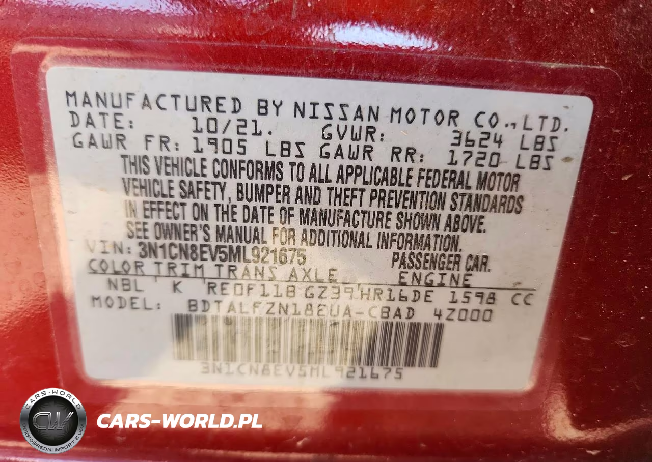 2021 Nissan Versa Sv VIN:3N1CN8EV5ML921675 - 12