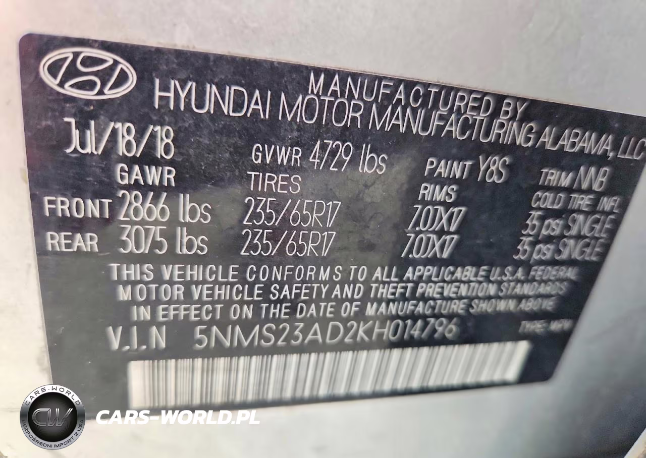 2019 Hyundai Santa Fe Se VIN:5NMS23AD2KH014796 - 13