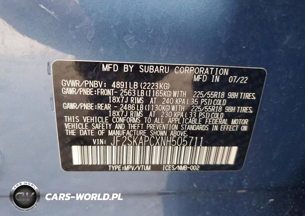 2022 Subaru Forester Limited VIN:JF2SKAPCXNH505711 - 13