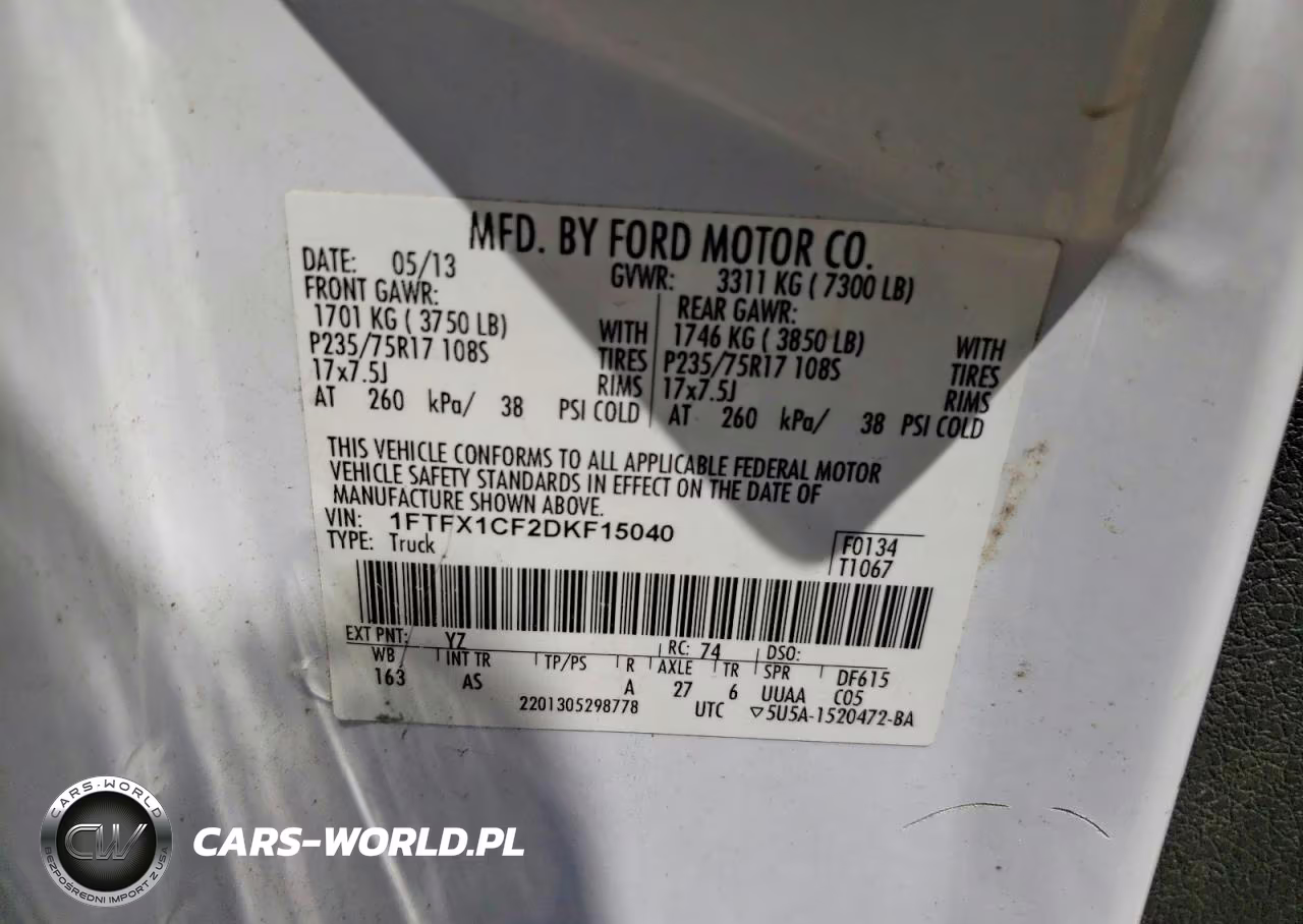 2013 Ford F150 Super Cab VIN:1FTFX1CF2DKF15040 - 12