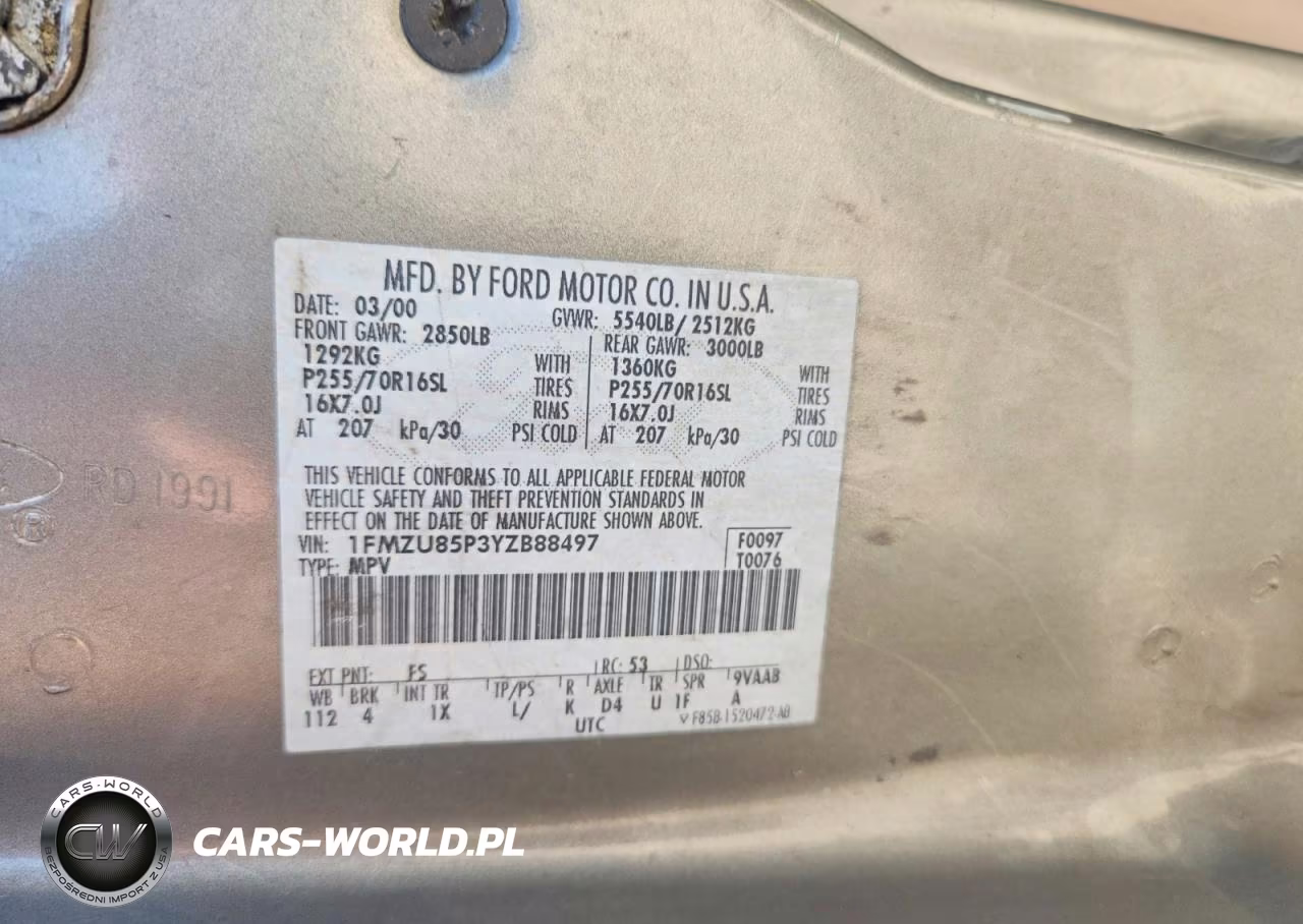 2000 Ford Explorer Limited VIN:1FMZU85P3YZB88497 - 12
