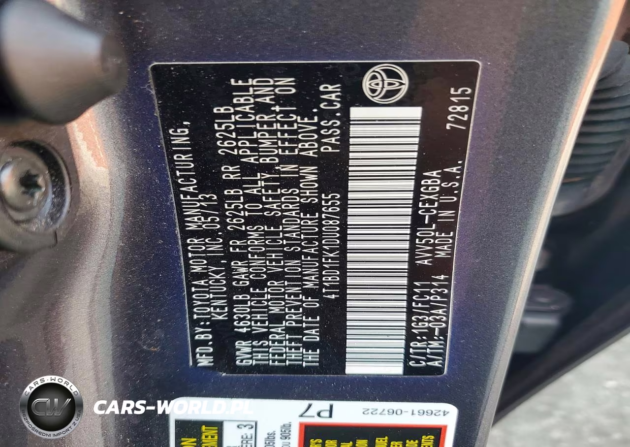 2013 Toyota Camry Hybrid Xle VIN:4T1BD1FK1DU087655 - 12