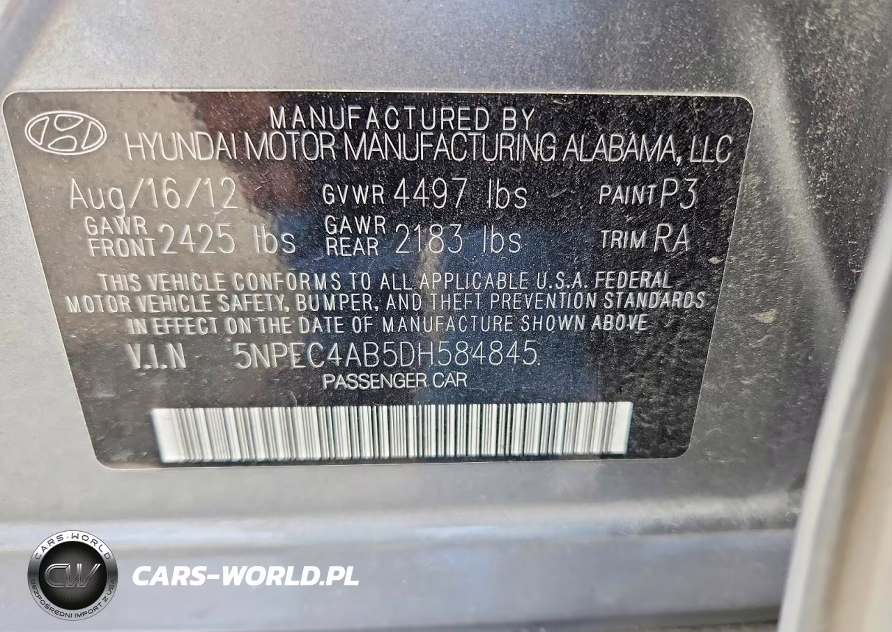 2013 Hyundai Sonata Limited 2.0T VIN:5NPEC4AB5DH584845 - 13