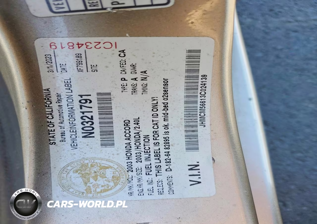 2003 Honda Accord Ex VIN:JHMCM56613C024139 - 12