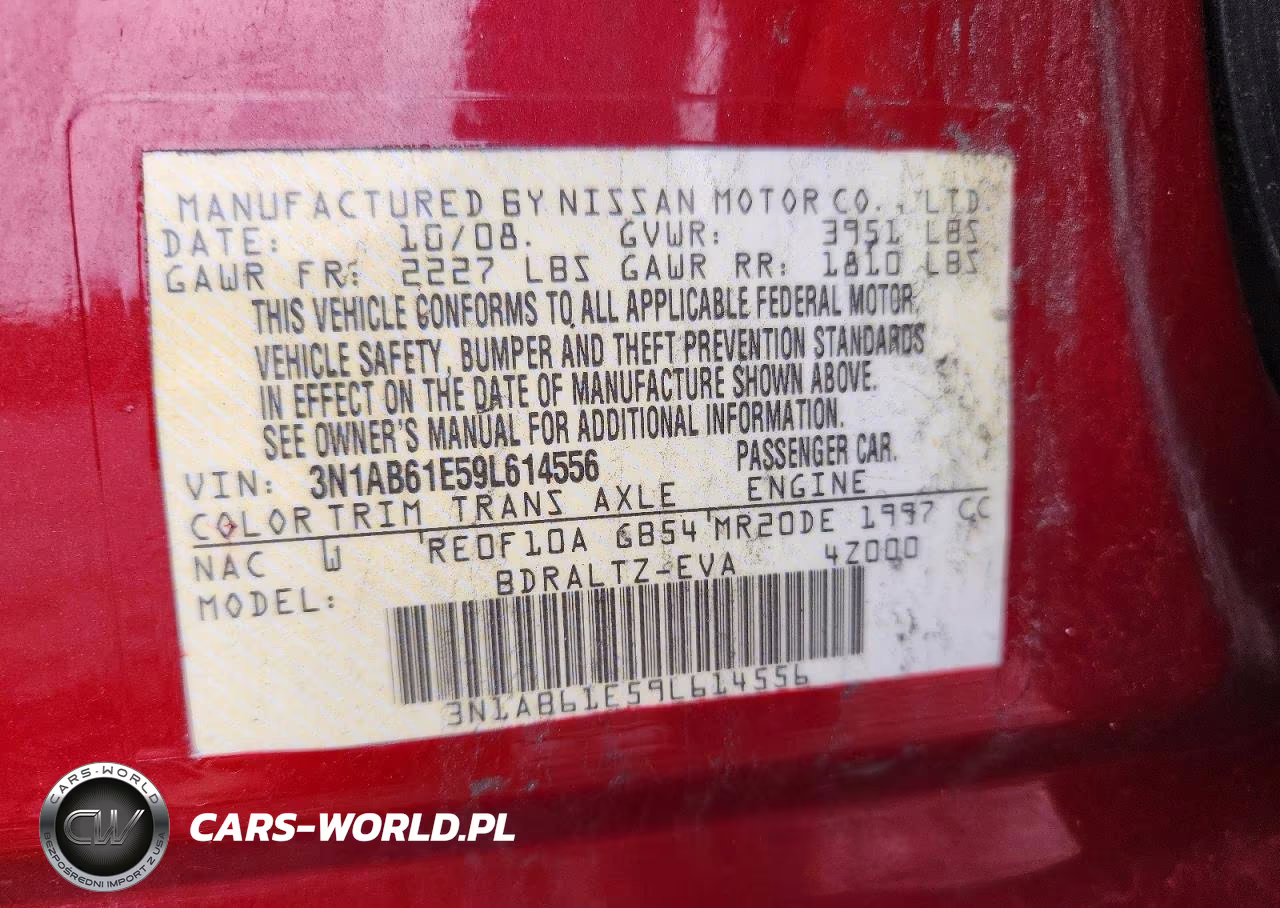 2009 Nissan Sentra 2.0 VIN:3N1AB61E59L614556 - 12