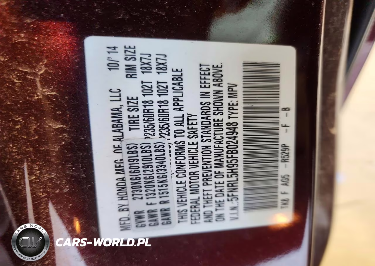 2015 Honda Odyssey Touring VIN:5FNRL5H95FB024948 - 13