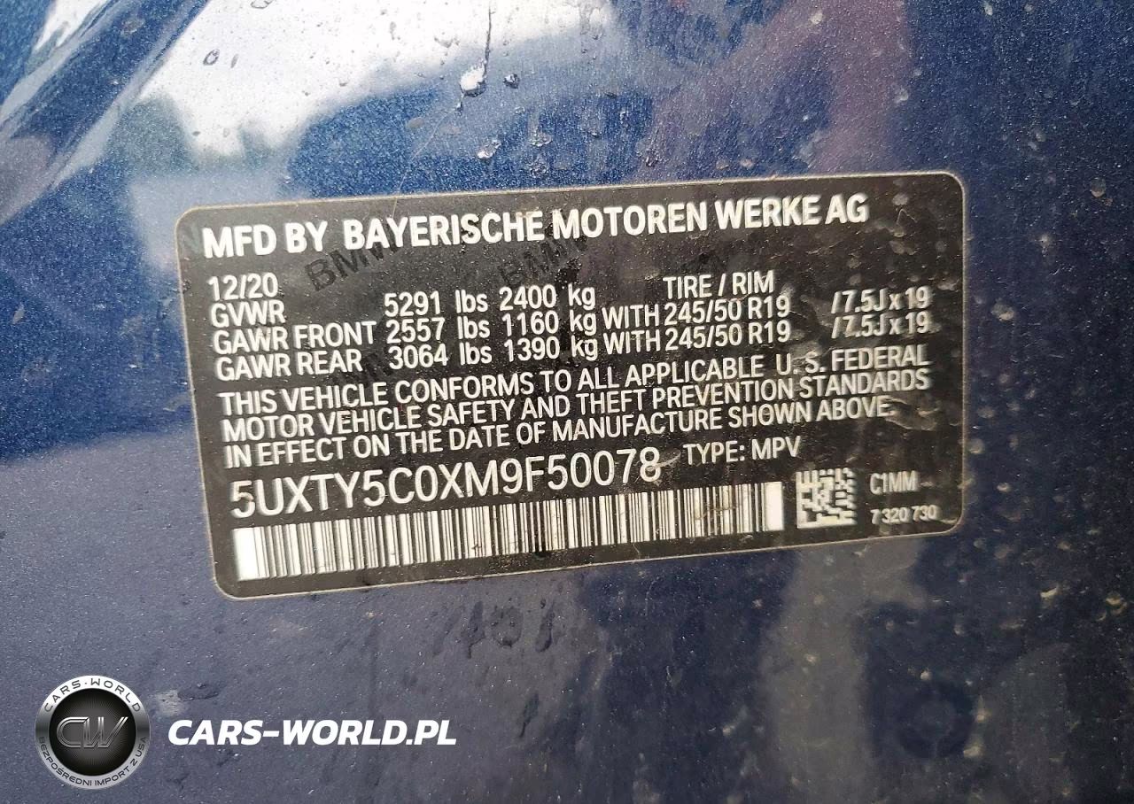 2021 BMW X3 xDrive30I VIN:5UXTY5C0XM9F50078 - 12