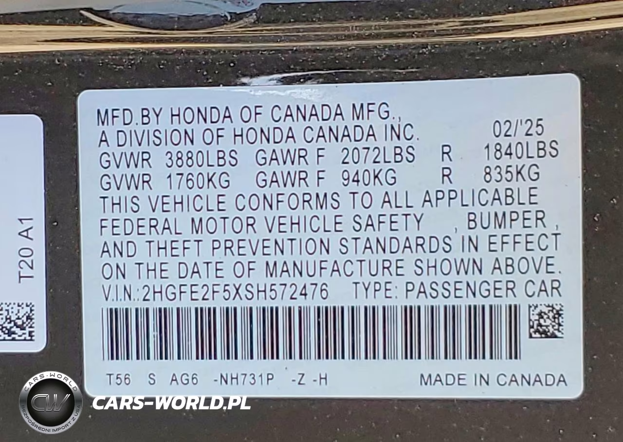 2025 Honda Civic Sport VIN:2HGFE2F5XSH572476 - 12