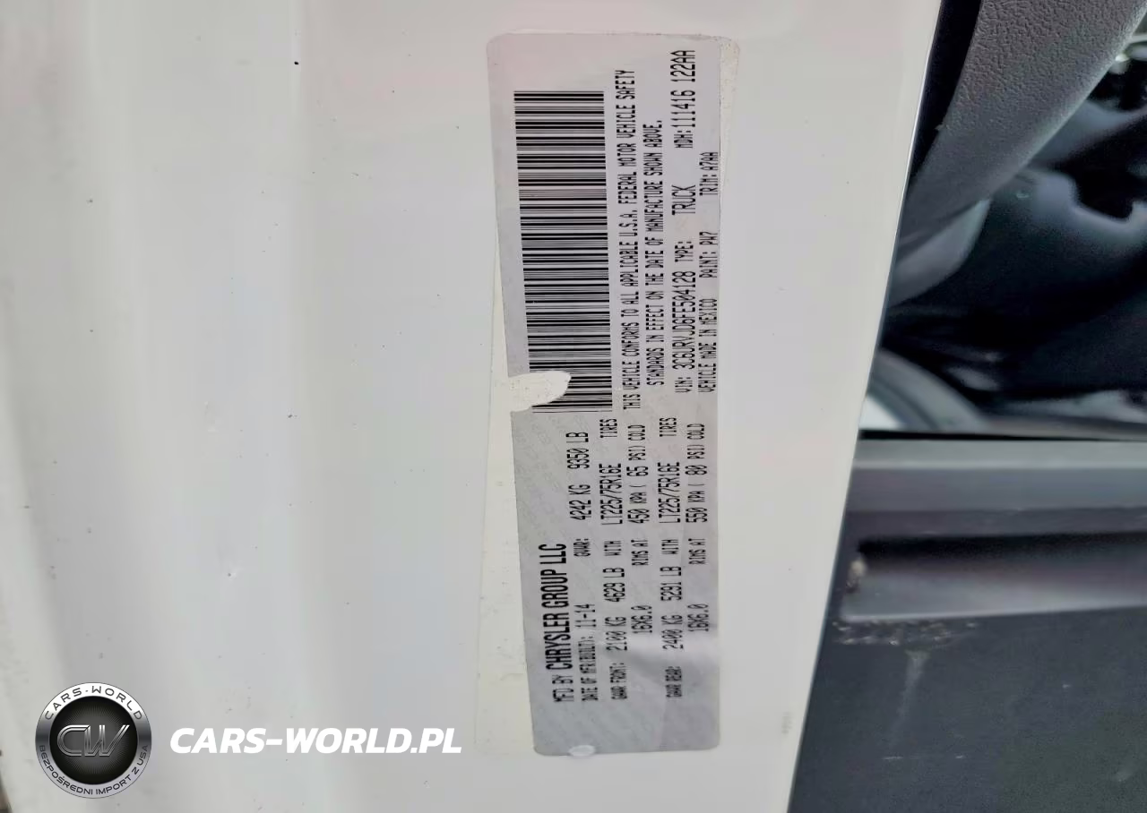 2015 Ram Promaster 3500 Delivery Van VIN:3C6URVJD6FE504128 - 13
