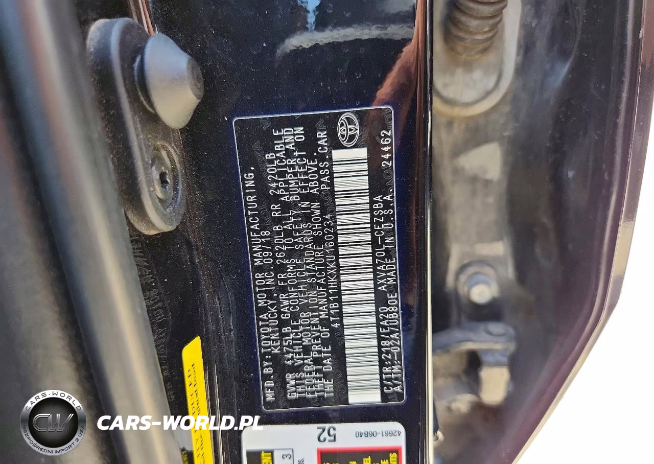 2019 Toyota Camry Se VIN:4T1B11HKXKU160234 - 12