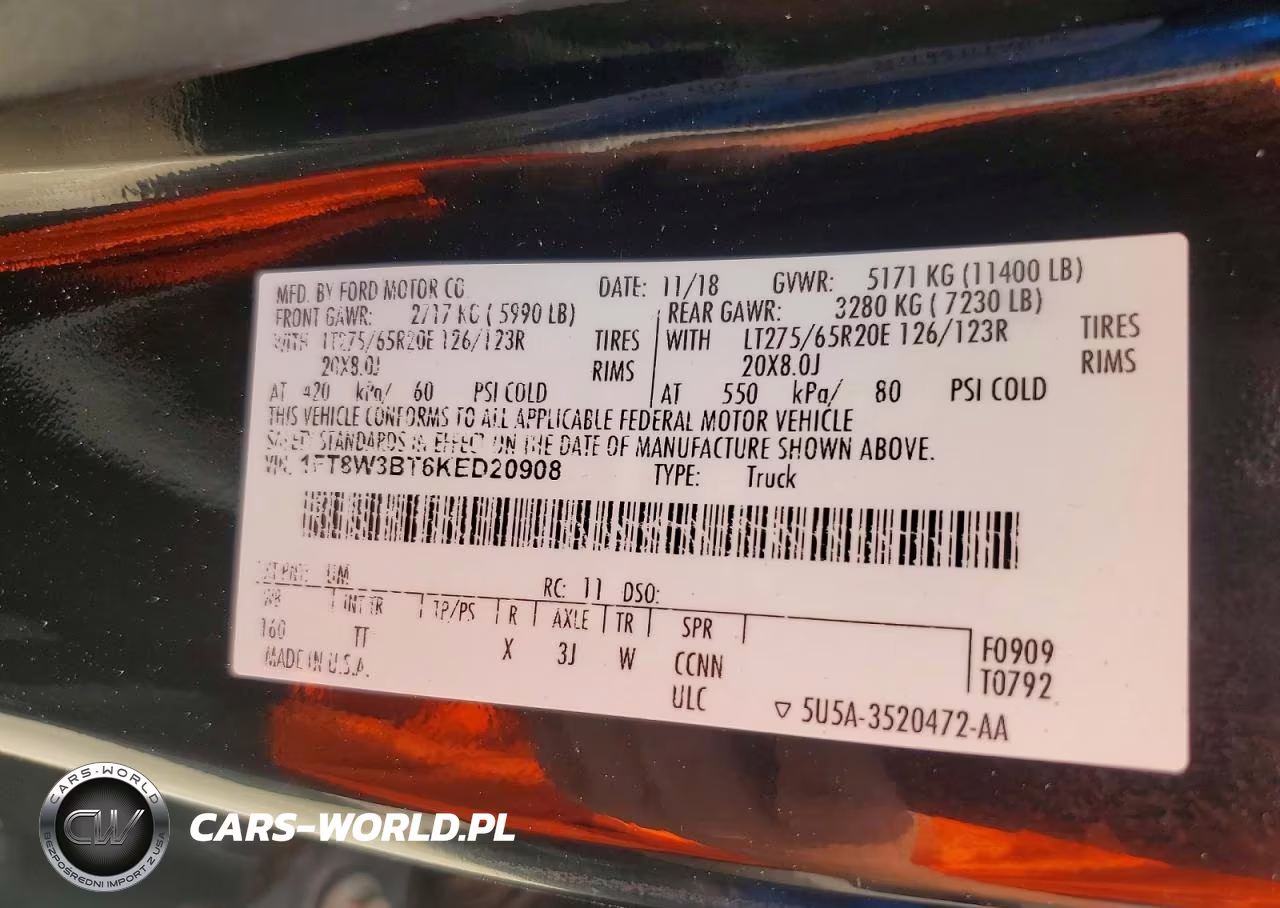2019 Ford F350 Super Duty VIN:1FT8W3BT6KED20908 - 13