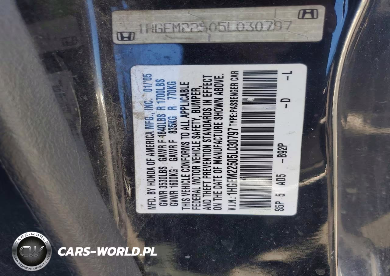 2005 Honda Civic Lx VIN:1HGEM22505L030797 - 12