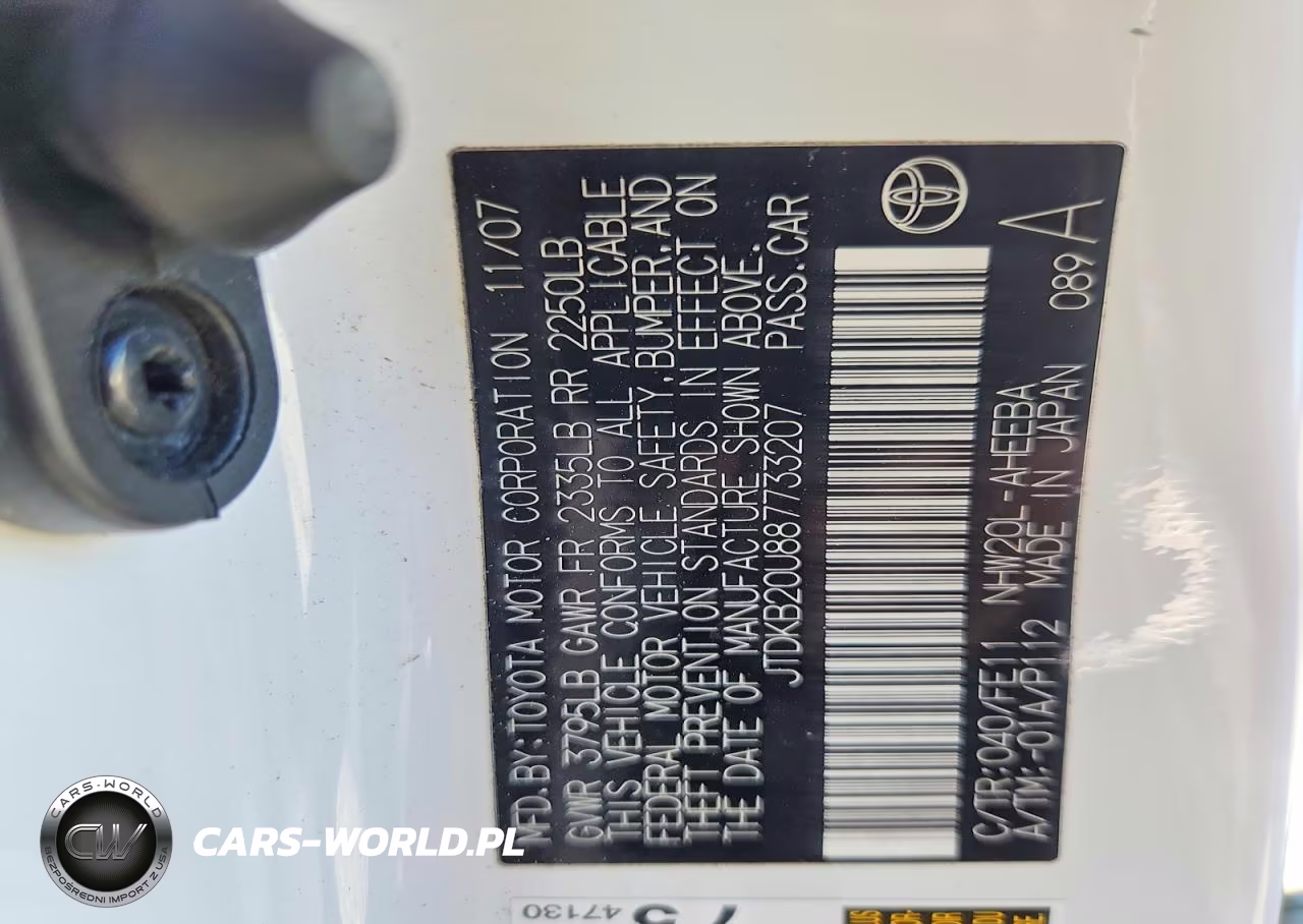 2008 Toyota Prius Base VIN:JTDKB20U887733207 - 12