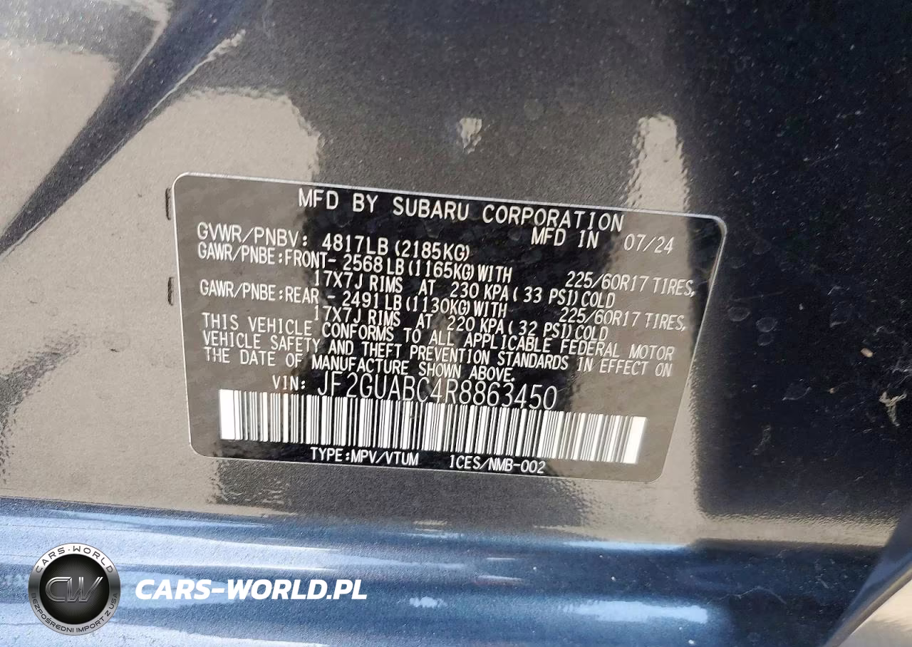 2024 Subaru Crosstrek VIN:JF2GUABC4R8863450 - 13
