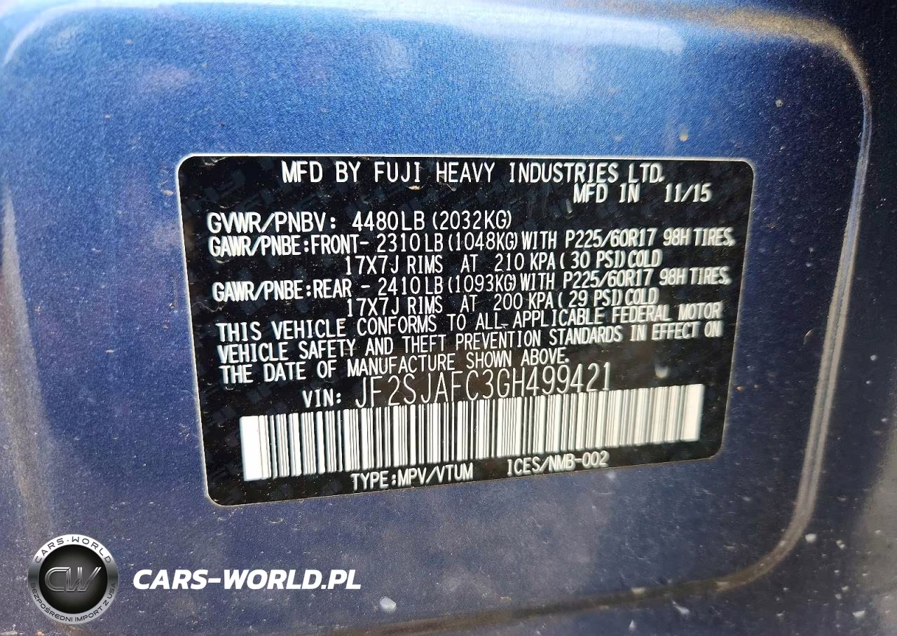 2016 Subaru Forester 2.5I Premium VIN:JF2SJAFC3GH499421 - 14