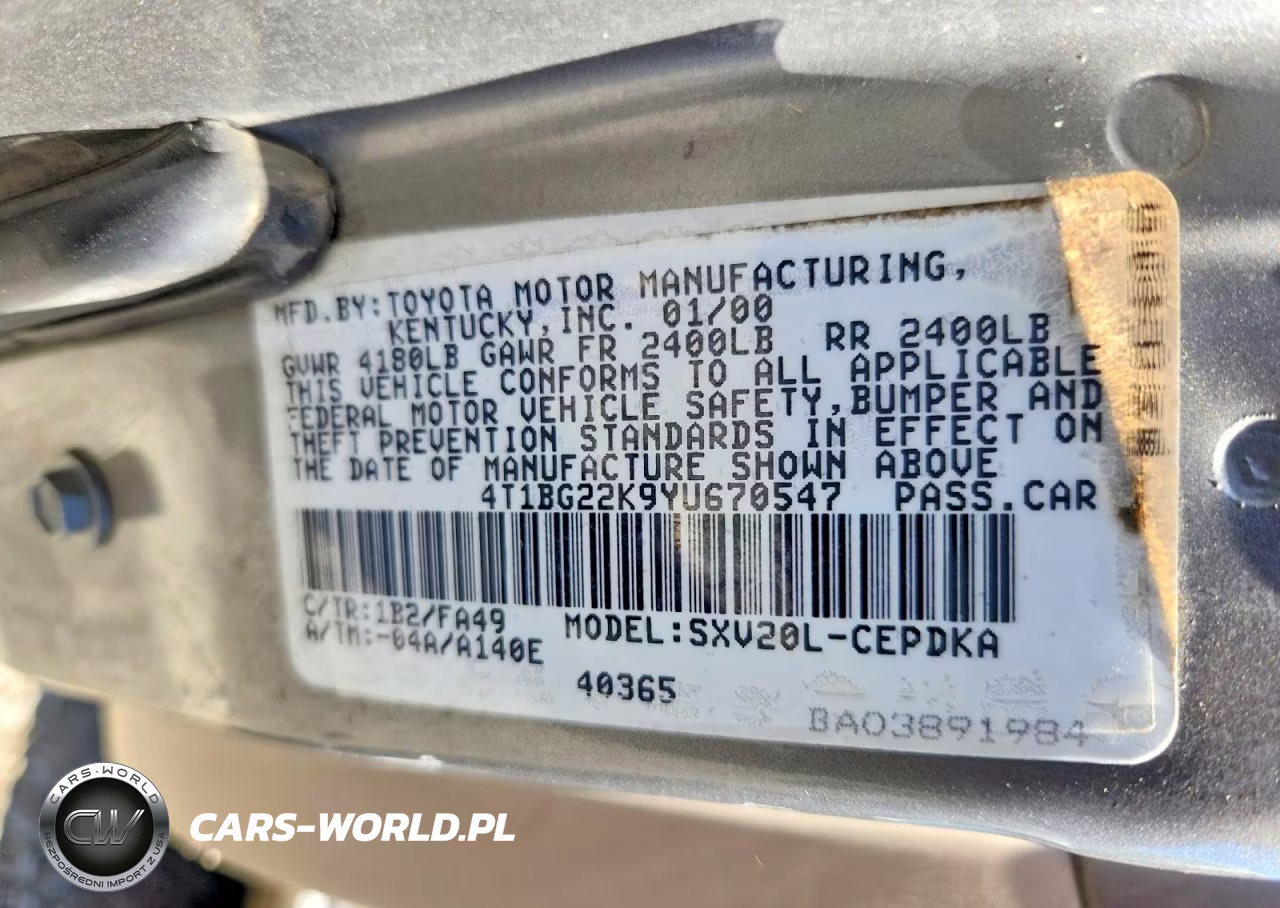 2000 Toyota Camry Ce VIN:4T1BG22K9YU670547 - 12