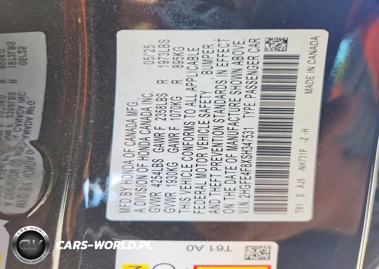 2025 Honda Civic Sport VIN:2HGFE4F8XSH347531 - 12