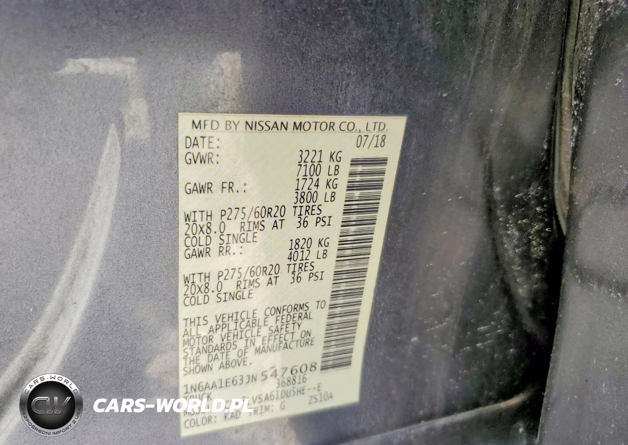 2018 Nissan Titan Sl VIN:1N6AA1E63JN547608 - 12