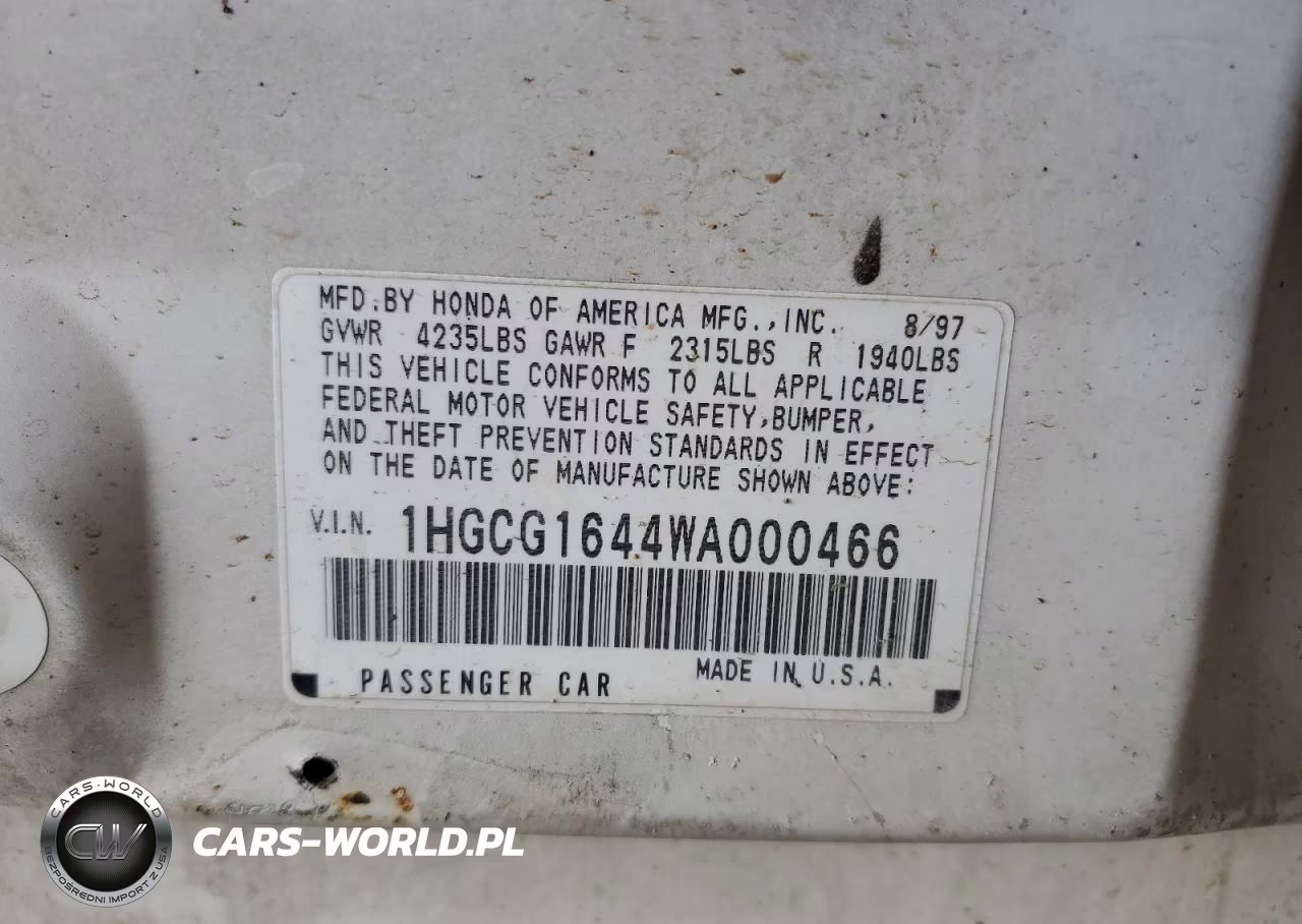 1998 Honda Accord Lx VIN:1HGCG1644WA000466 - 25