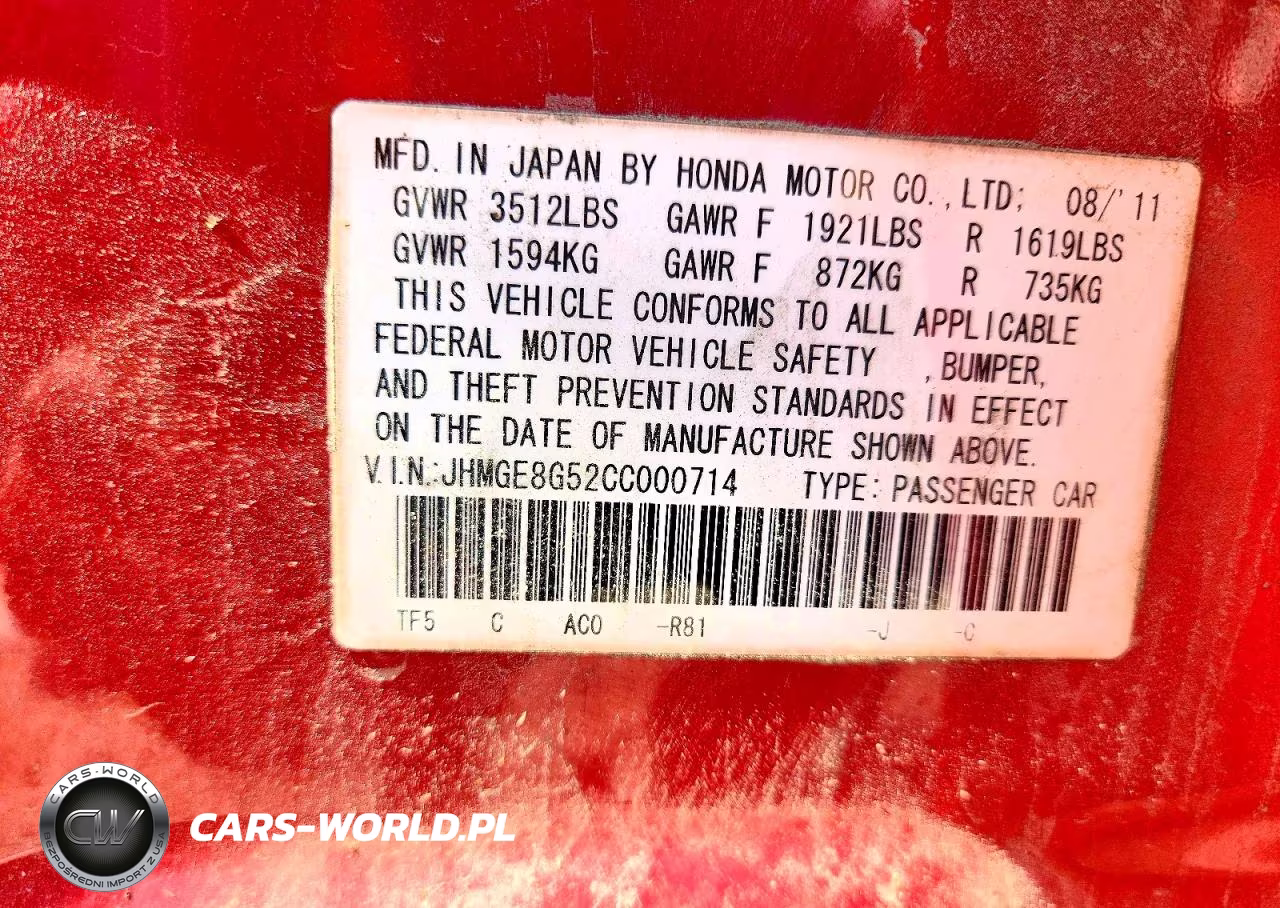2012 Honda Fit Sport VIN:JHMGE8G52CC000714 - 12