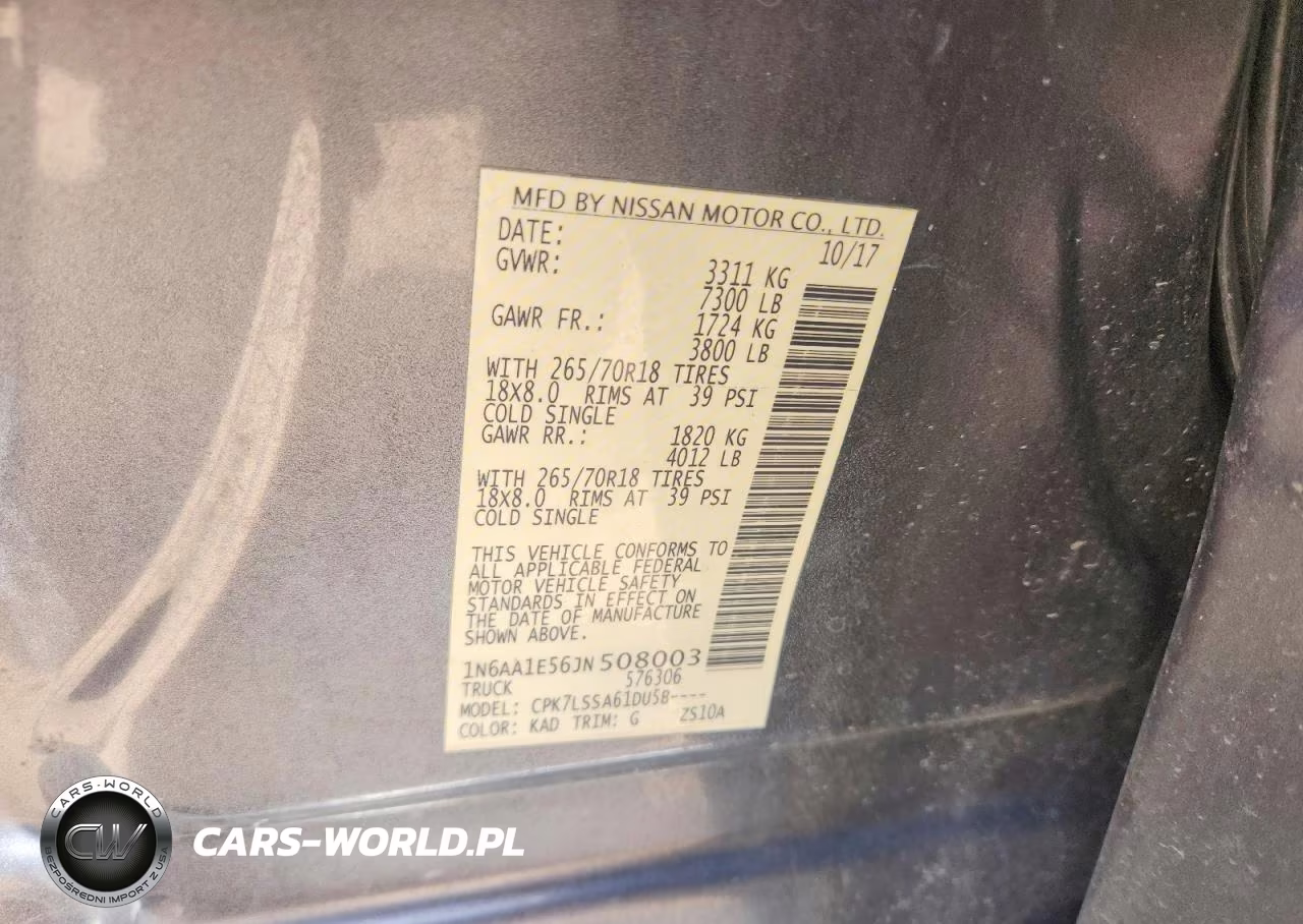 2018 Nissan Titan Sv VIN:1N6AA1E56JN508003 - 12