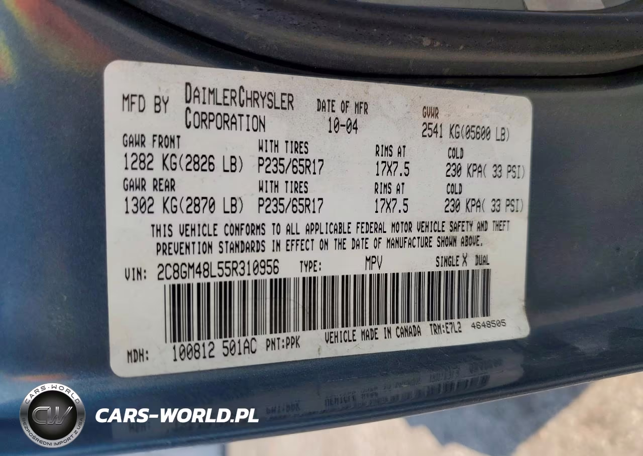 2005 Chrysler Pacifica VIN:2C8GM48L55R310956 - 13