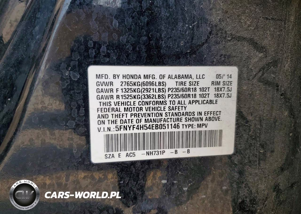2014 Honda Pilot Exl VIN:5FNYF4H54EB051146 - 13