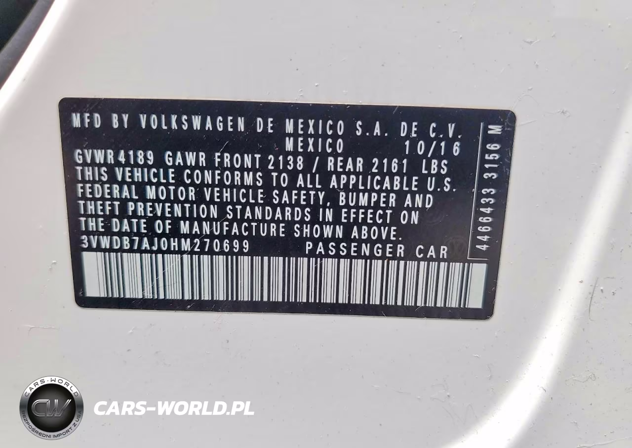 2017 Volkswagen Jetta Se VIN:3VWDB7AJ0HM270699 - 12