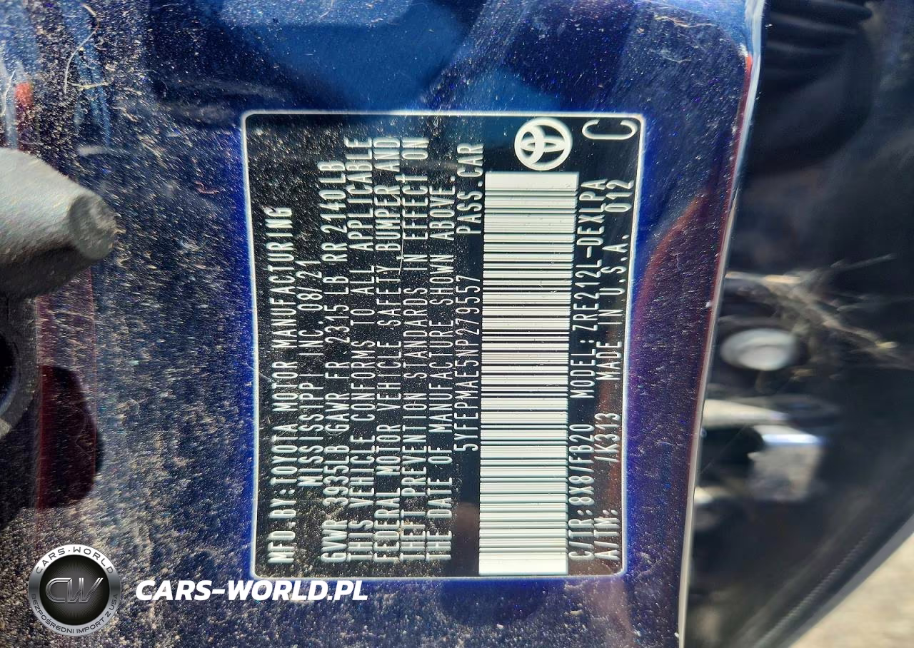2022 Toyota Corolla Le VIN:5YFEPMAE5NP279557 - 12