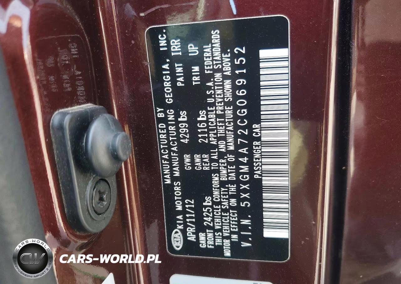 2012 Kia Optima Lx VIN:5XXGM4A72CG069152 - 12