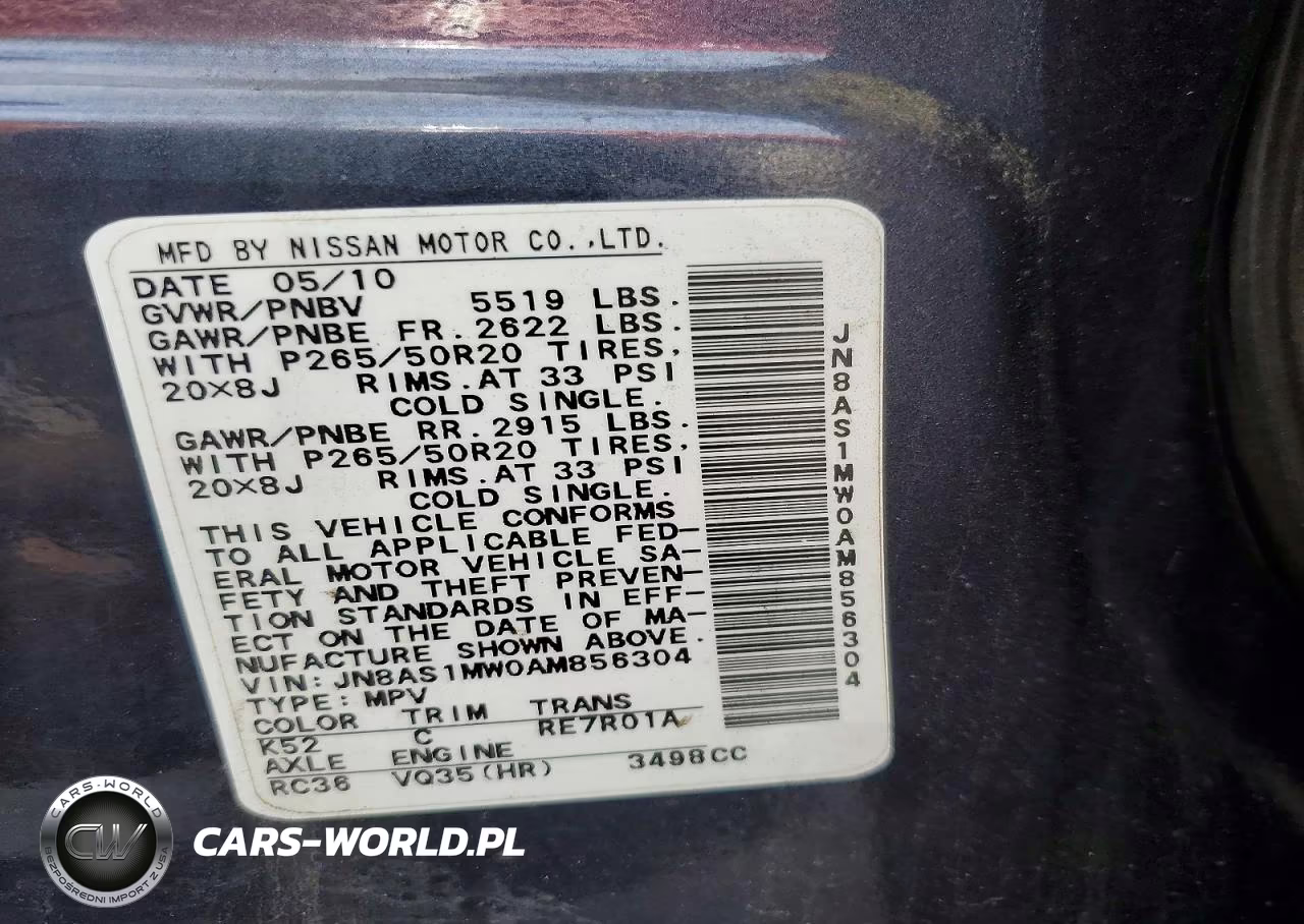 2010 Infiniti Fx35 Base VIN:JN8AS1MW0AM856304 - 13