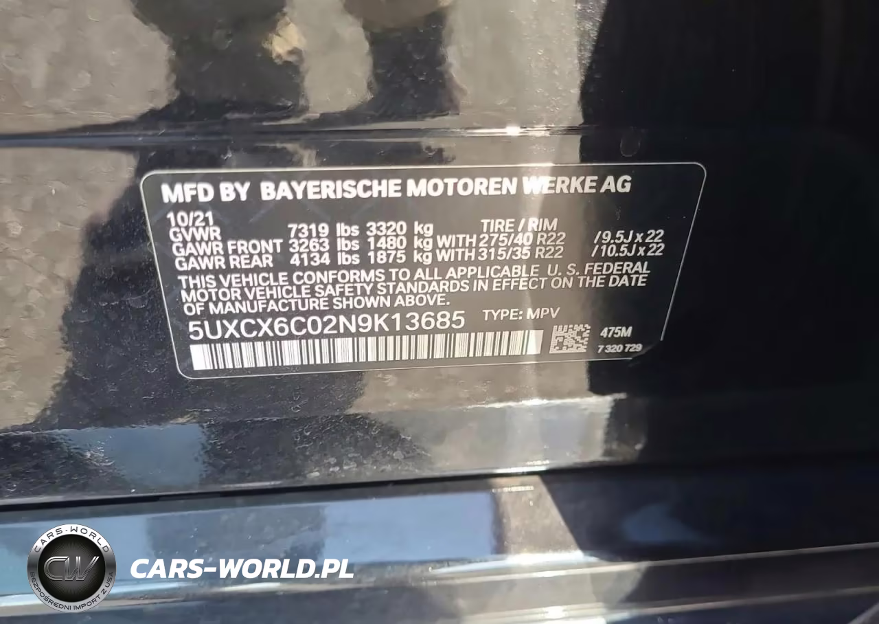 2022 BMW X7 M50I VIN:5UXCX6C02N9K13685 - 10