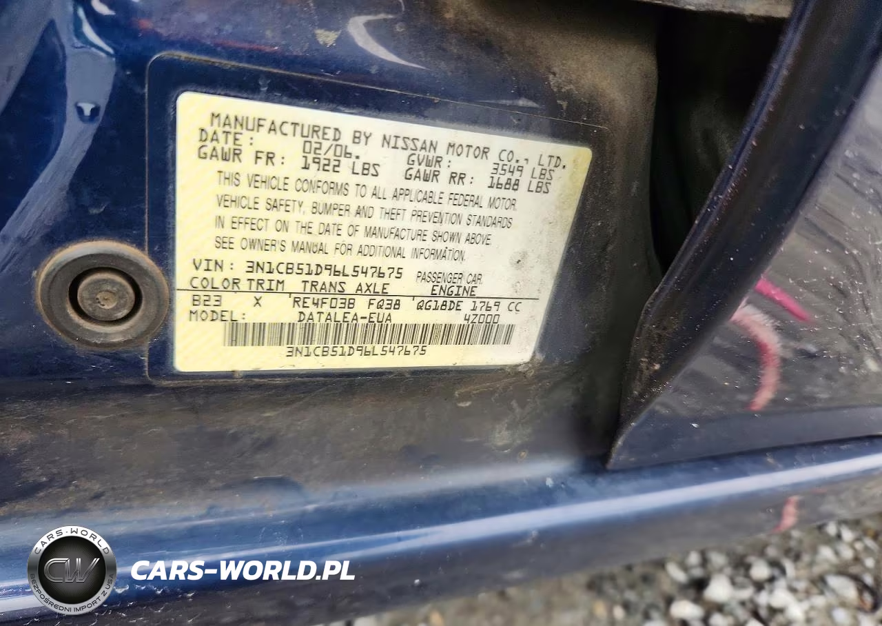 2006 Nissan Sentra 1.8 VIN:3N1CB51D96L547675 - 12
