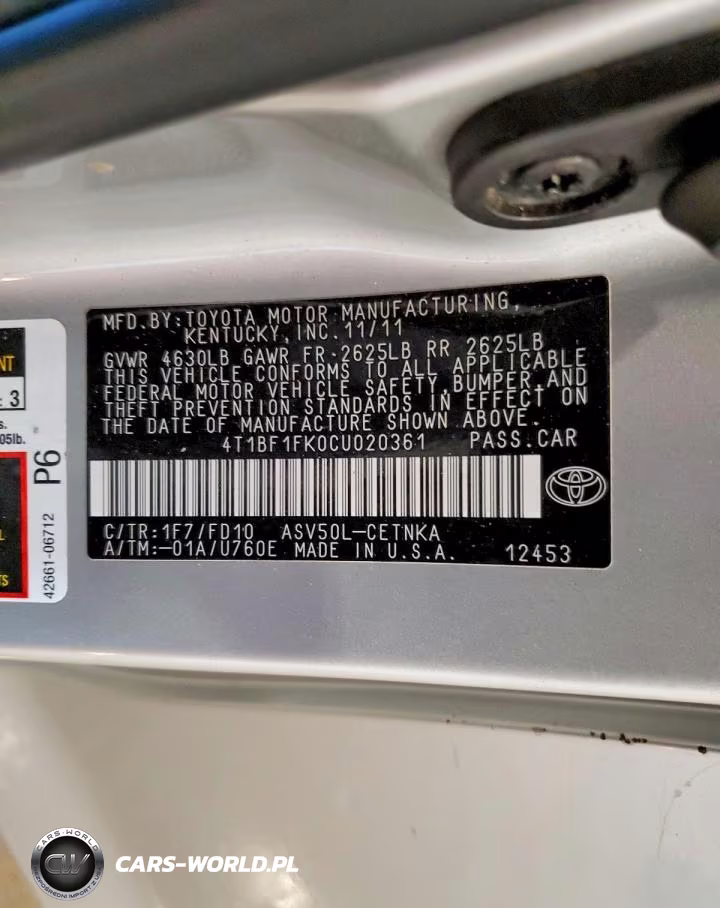 2012 Toyota Camry Le VIN:4T1BF1FK0CU020361 - 12