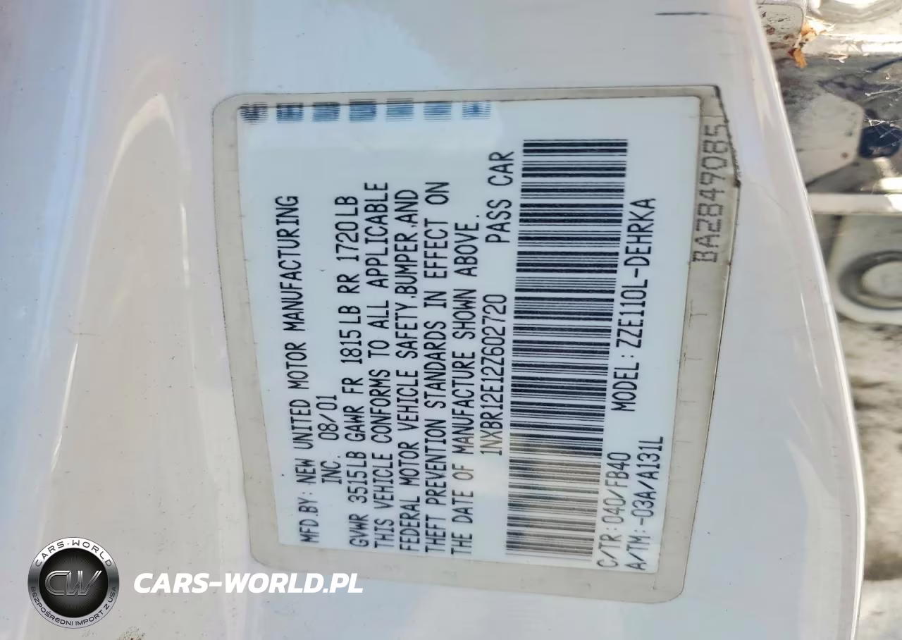 2002 Toyota Corolla Ce VIN:1NXBR12E12Z602720 - 12