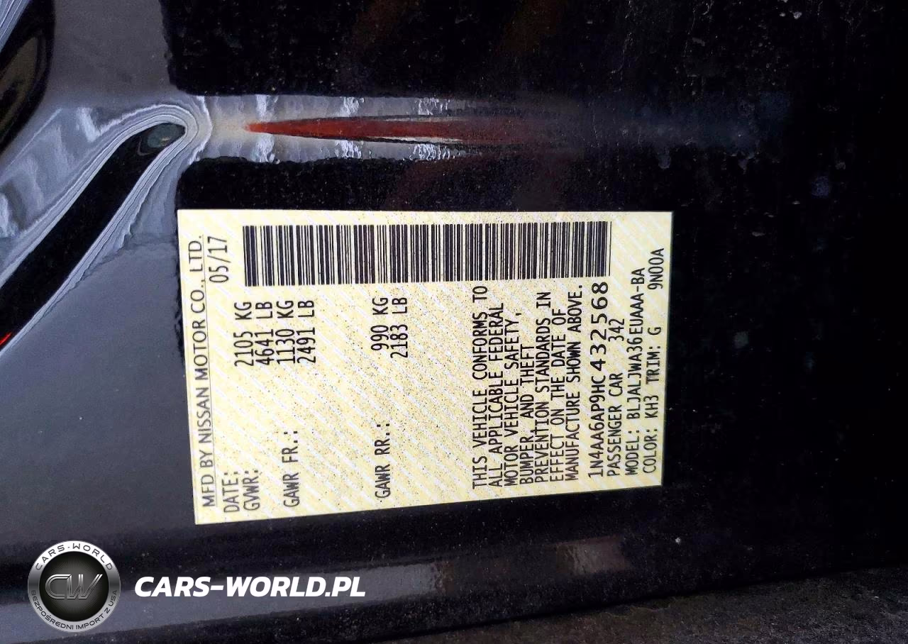 2017 Nissan Maxima 3.5 Sv VIN:1N4AA6AP9HC432568 - 12