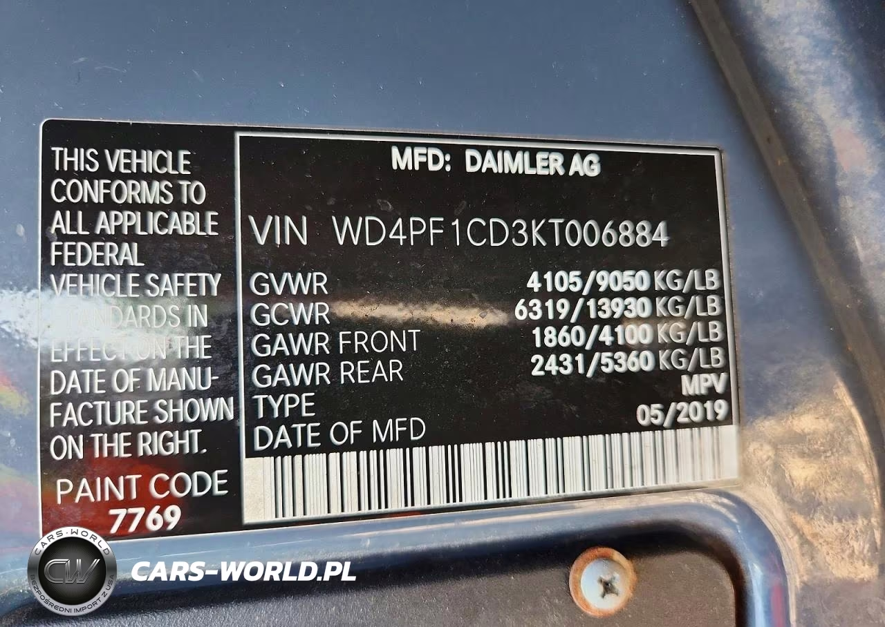 2019 Mercedes-Benz Sprinter 2500-3500 VIN:WD4PF1CD3KT006884 - 13
