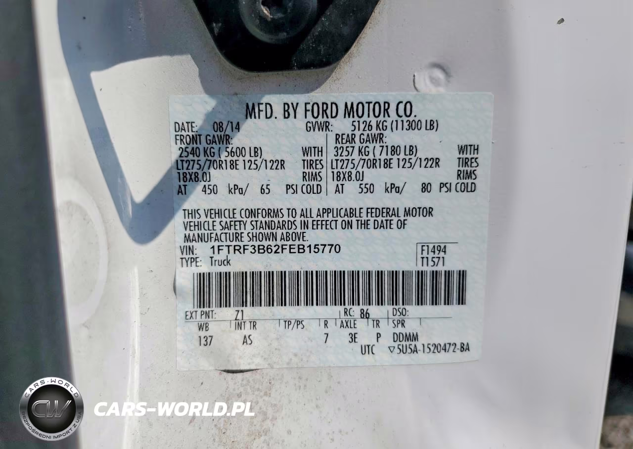 2015 Ford F350 Super Duty VIN:1FTRF3B62FEB15770 - 13