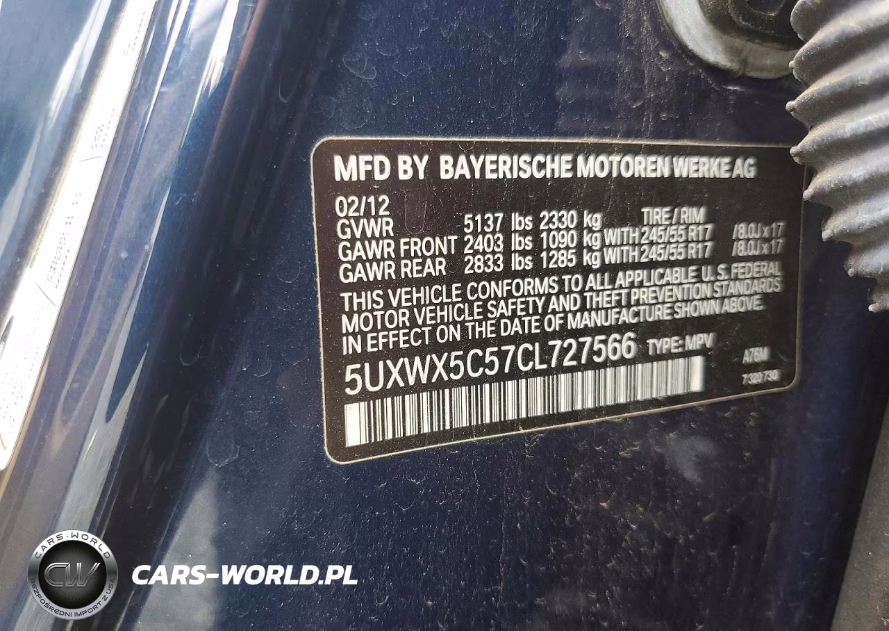 2012 BMW X3 xDrive28I VIN:5UXWX5C57CL727566 - 13