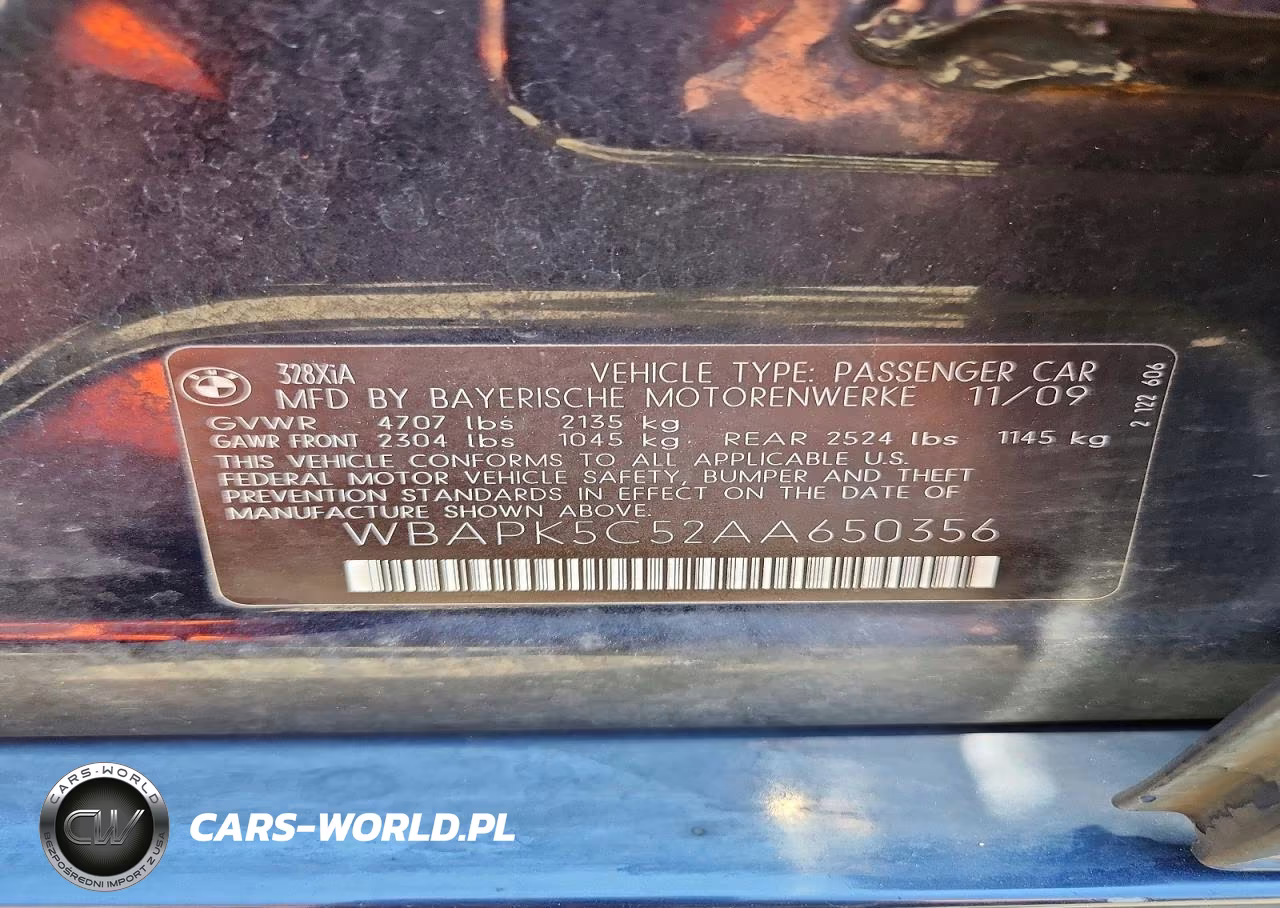 2010 BMW 328 Xi Sulev VIN:WBAPK5C52AA650356 - 12