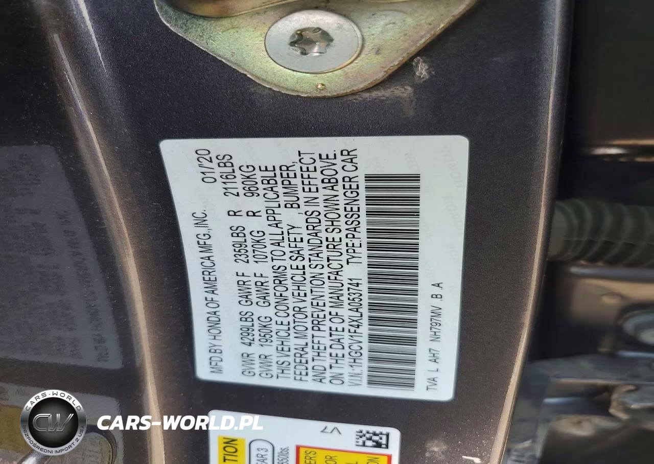 2020 Honda Accord Ex VIN:1HGCV1F4XLA053741 - 12