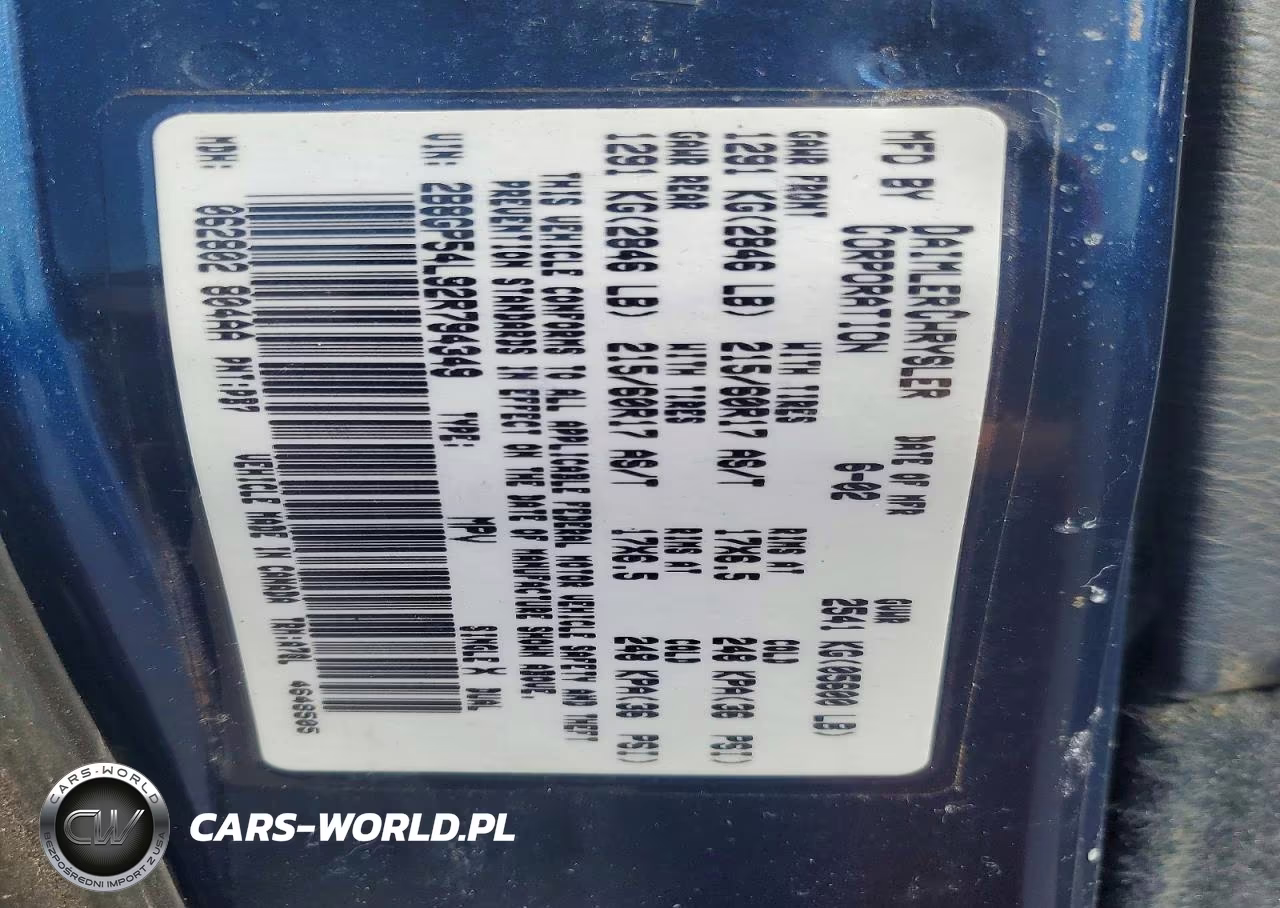 2002 Dodge Grand Caravan Es VIN:2B8GP54L92R794349 - 13
