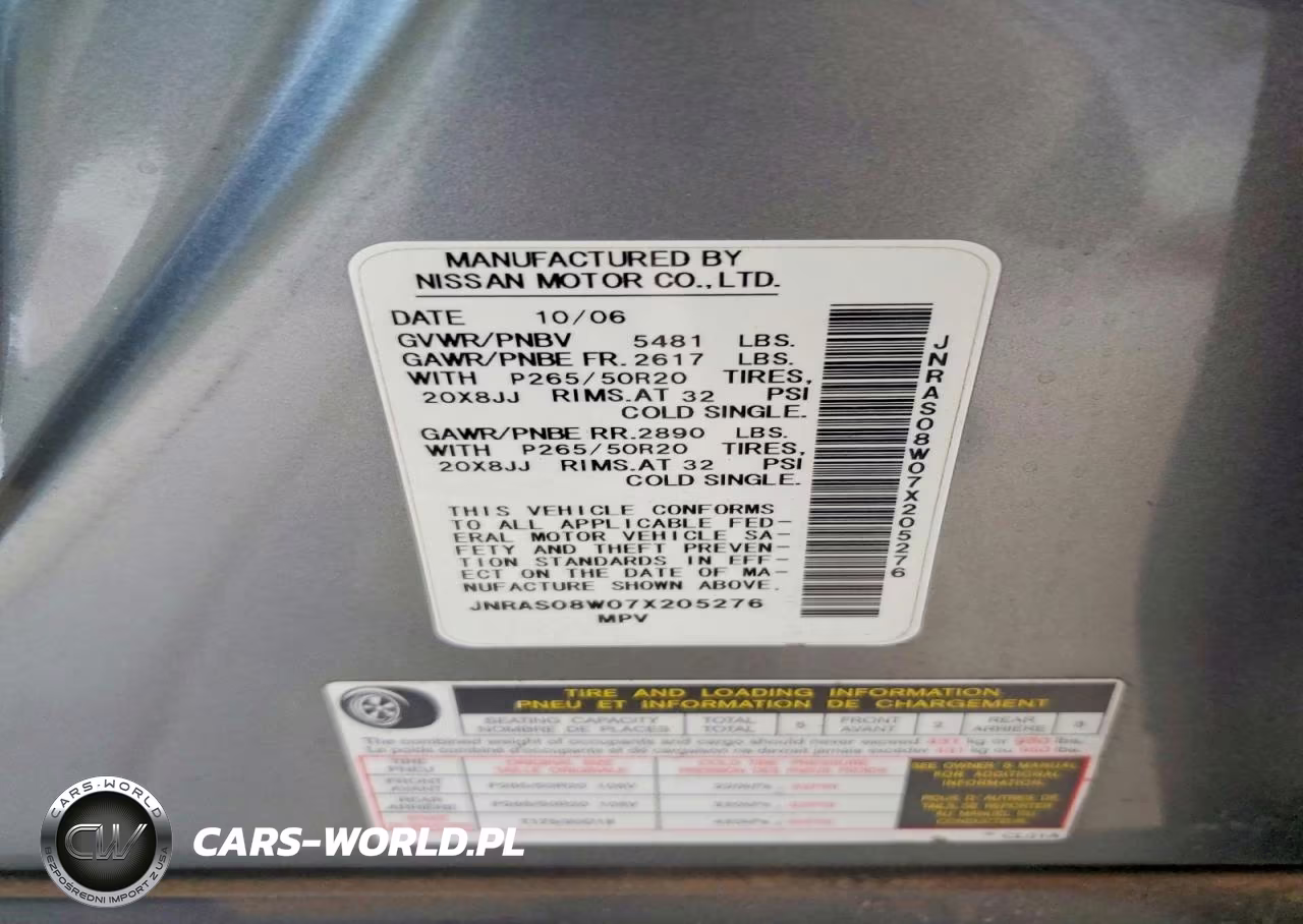 2007 Infiniti Fx35 Base VIN:JNRAS08W07X205276 - 12