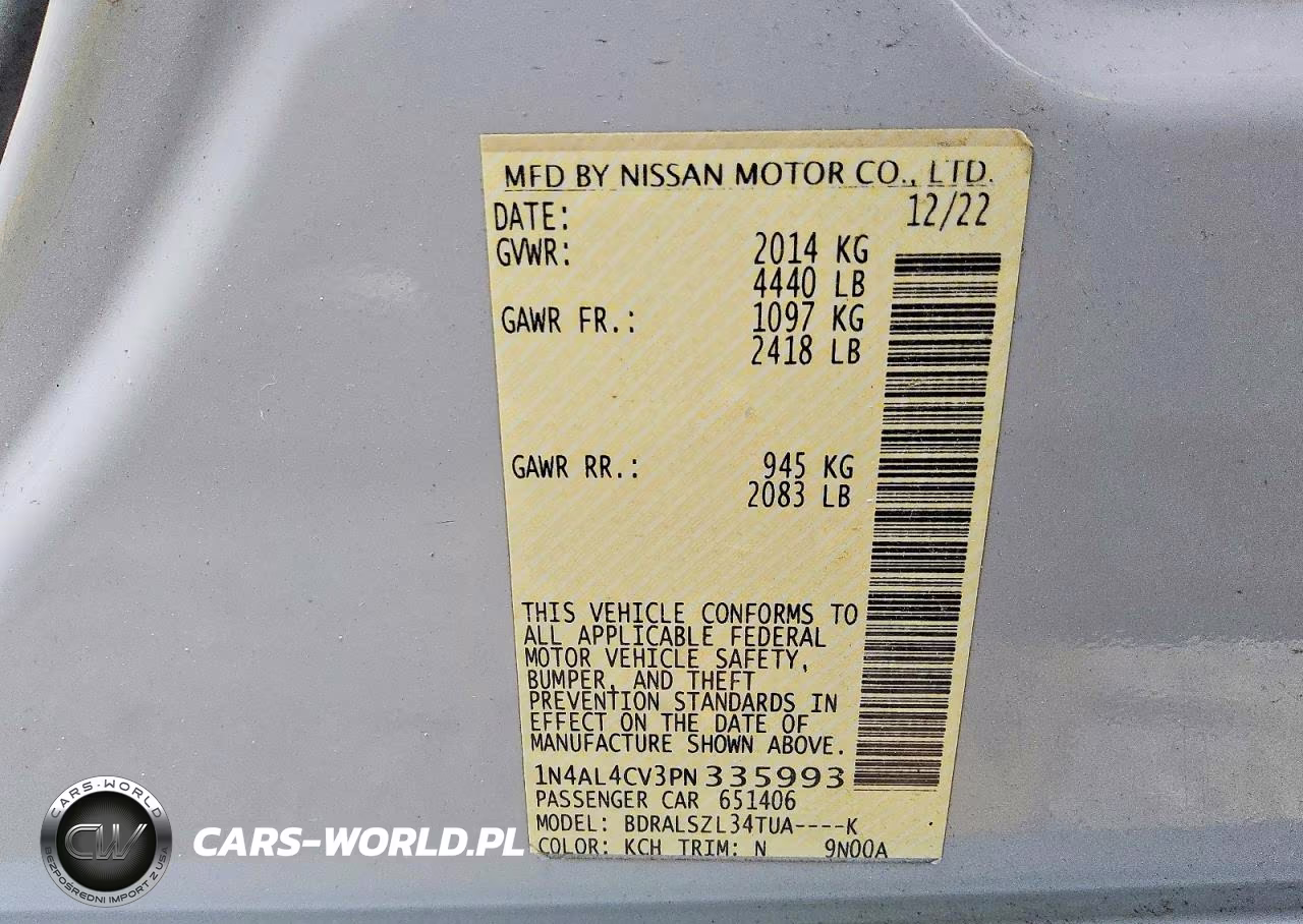 2023 Nissan Altima 2.0 Sr VIN:1N4AL4CV3PN335993 - 12