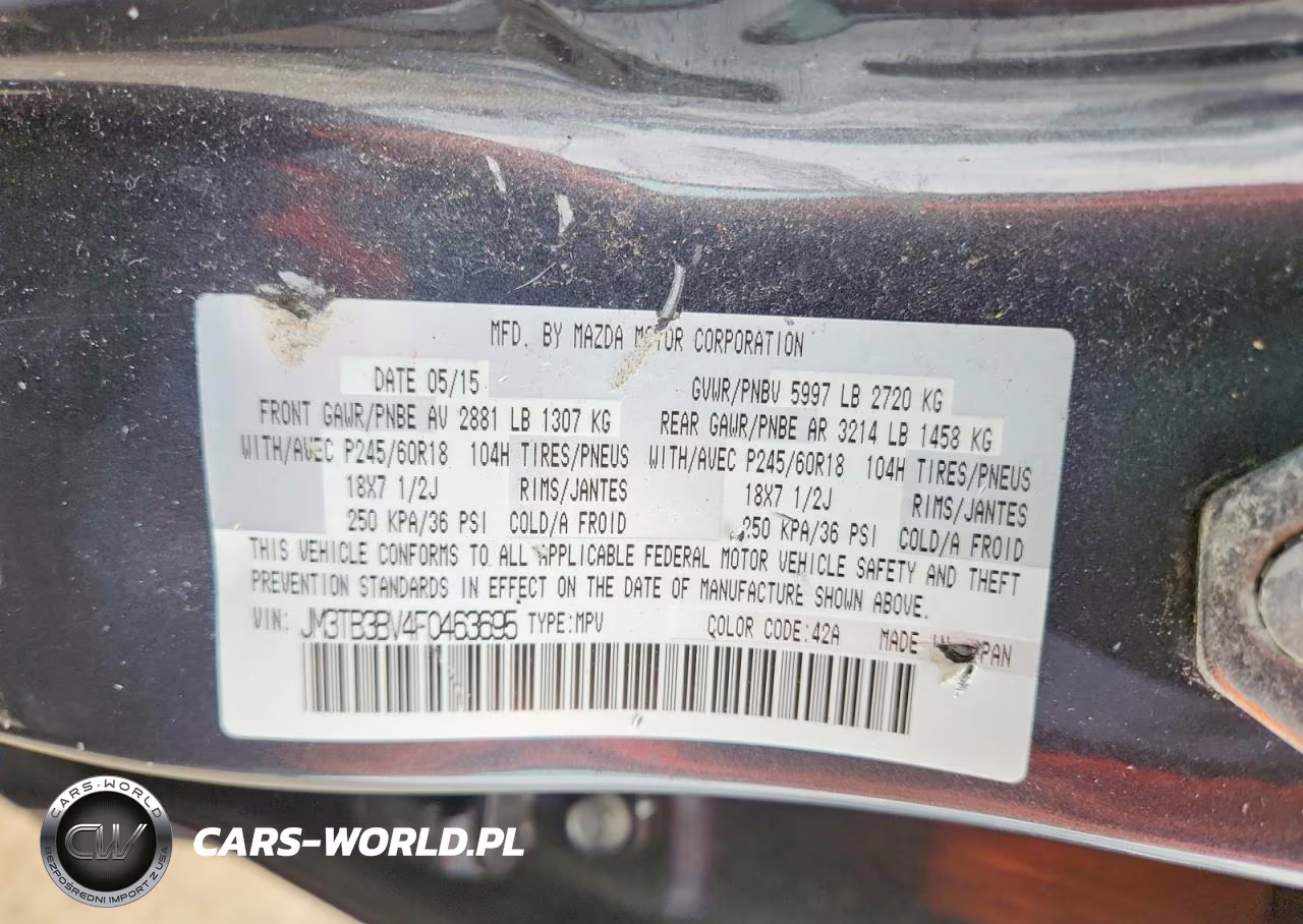 2015 Mazda Cx-9 Sport VIN:JM3TB3BV4F0463695 - 13