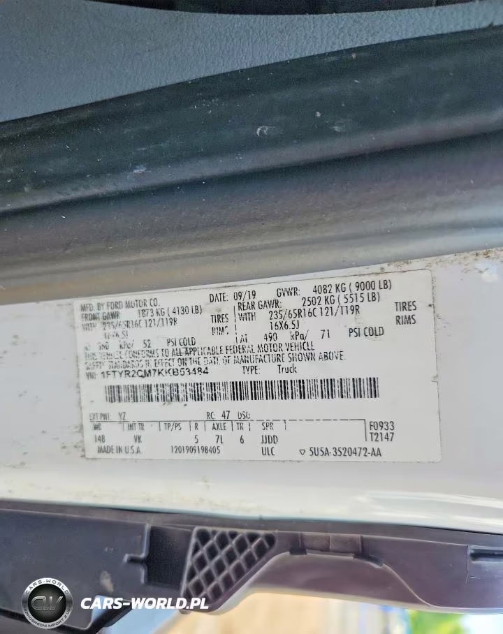 2019 Ford Transit T-250 VIN:1FTYR2CM7KKB53484 - 13
