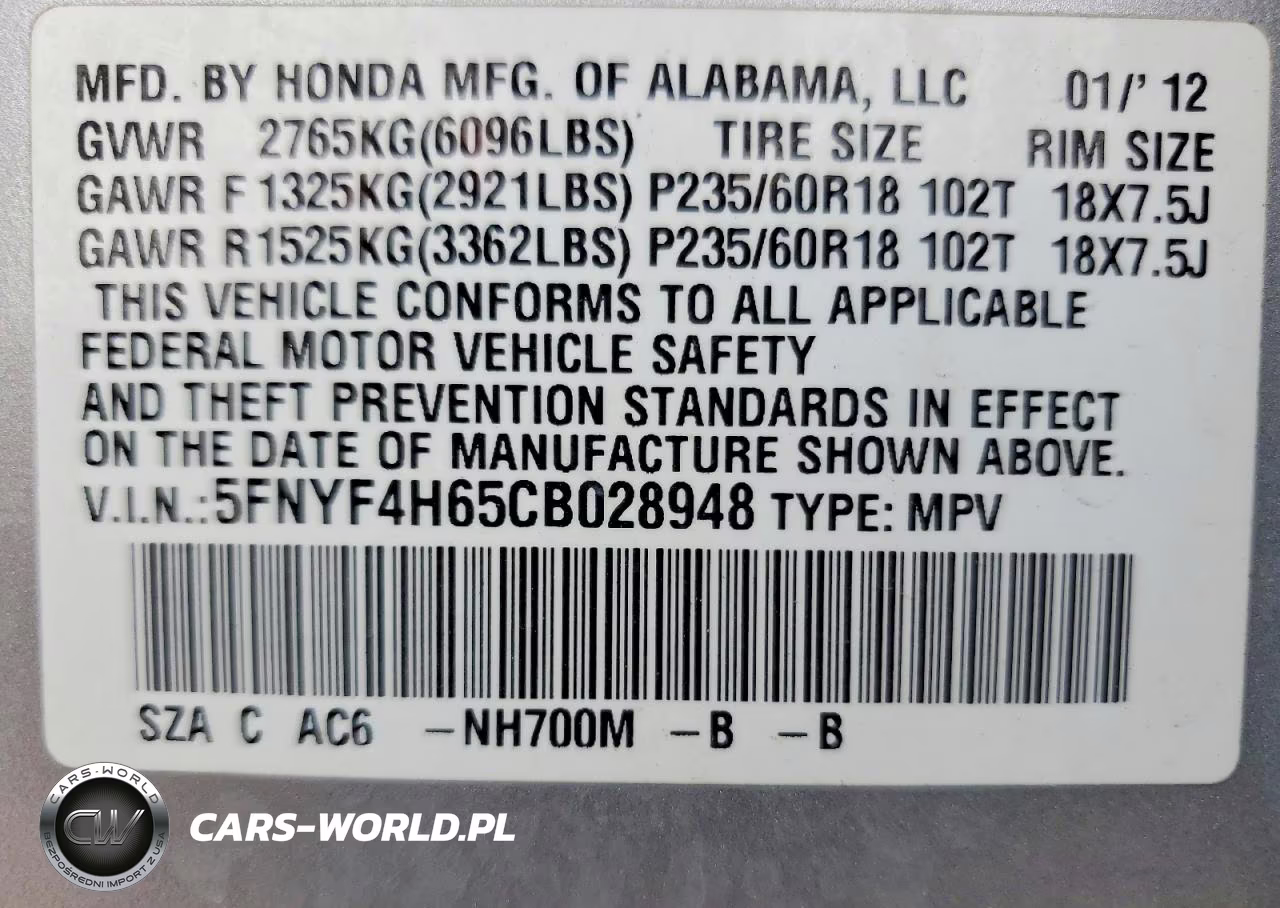 2012 Honda Pilot Exl VIN:5FNYF4H65CB028948 - 13