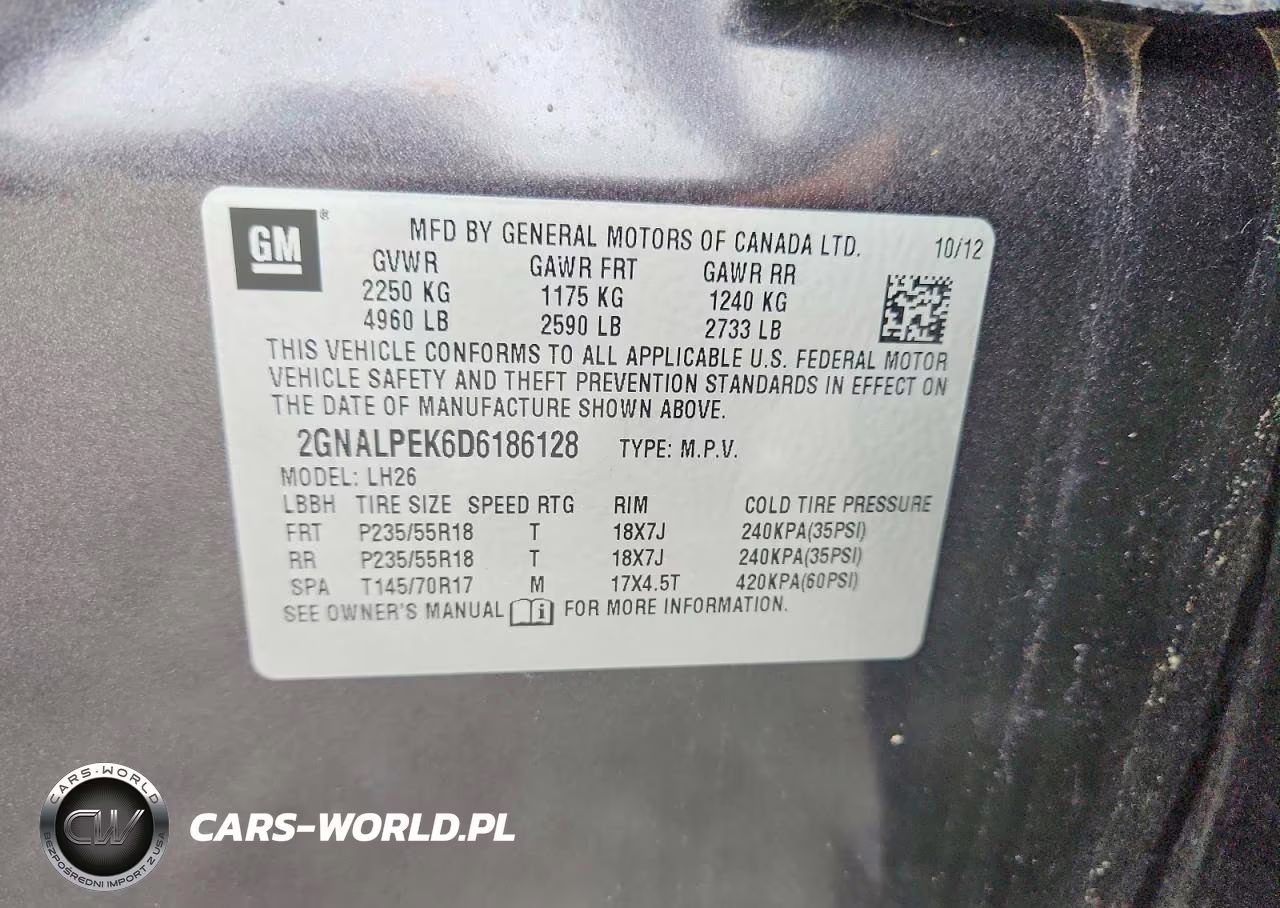 2013 Chevrolet Equinox Lt VIN:2GNALPEK6D6186128 - 13