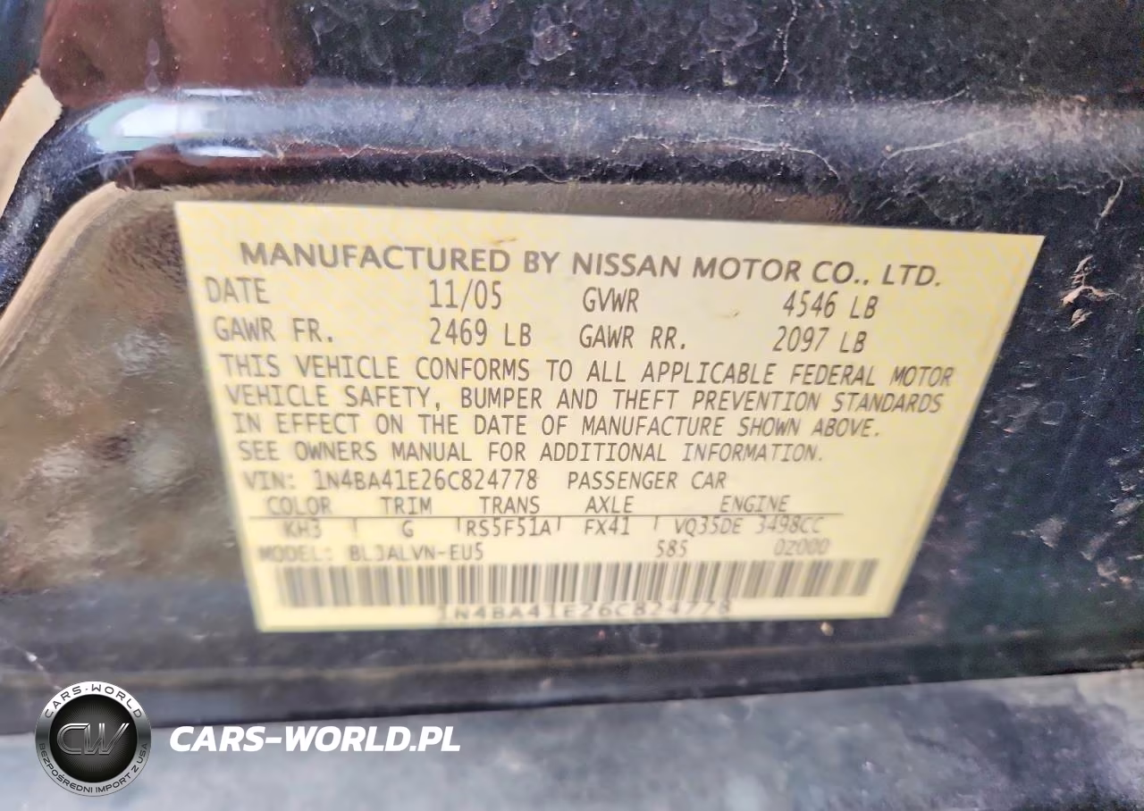 2006 Nissan Maxima 3.5 Se VIN:1N4BA41E26C824778 - 12