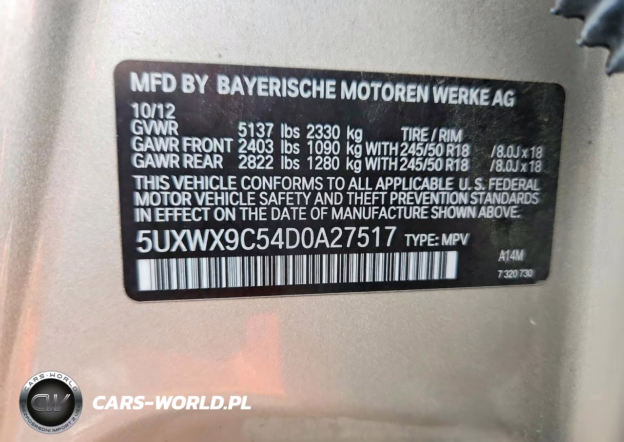 2013 BMW X3 xDrive28I VIN:5UXWX9C54D0A27517 - 12